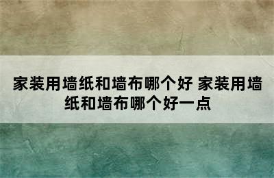 家装用墙纸和墙布哪个好 家装用墙纸和墙布哪个好一点